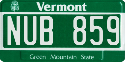 VT license plate NUB859