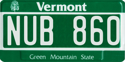 VT license plate NUB860