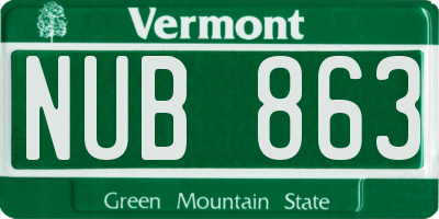 VT license plate NUB863