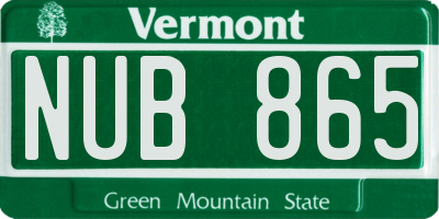 VT license plate NUB865