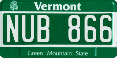 VT license plate NUB866