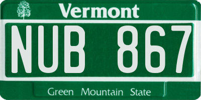 VT license plate NUB867