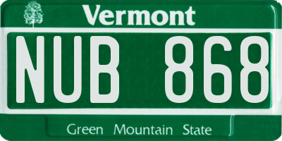 VT license plate NUB868