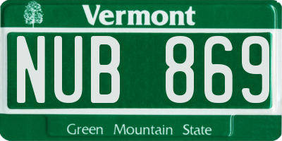 VT license plate NUB869