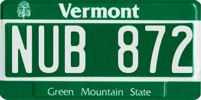 VT license plate NUB872