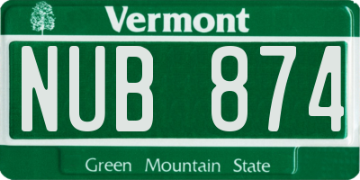 VT license plate NUB874
