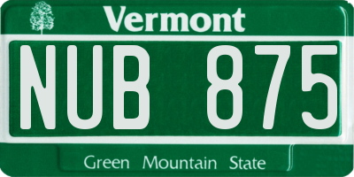 VT license plate NUB875