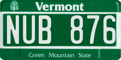 VT license plate NUB876