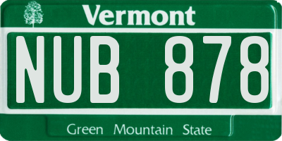 VT license plate NUB878