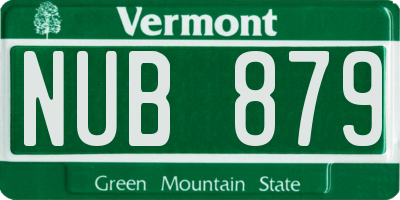 VT license plate NUB879