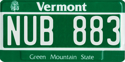 VT license plate NUB883