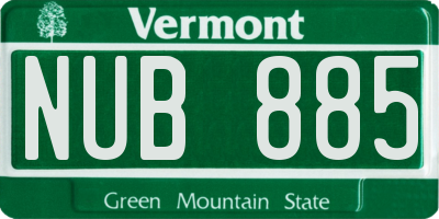 VT license plate NUB885