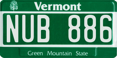 VT license plate NUB886