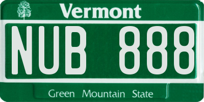 VT license plate NUB888
