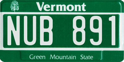 VT license plate NUB891