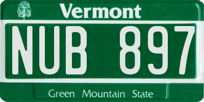 VT license plate NUB897