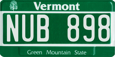 VT license plate NUB898