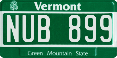 VT license plate NUB899