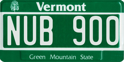 VT license plate NUB900