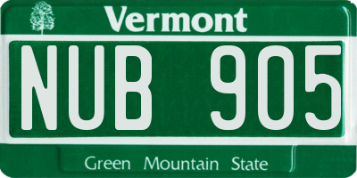 VT license plate NUB905