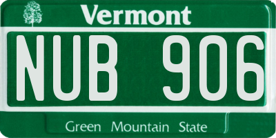 VT license plate NUB906