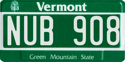 VT license plate NUB908