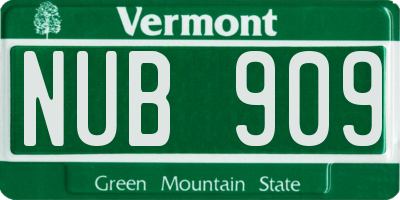 VT license plate NUB909