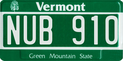 VT license plate NUB910