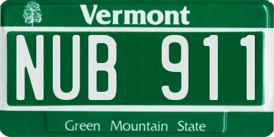 VT license plate NUB911