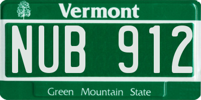 VT license plate NUB912