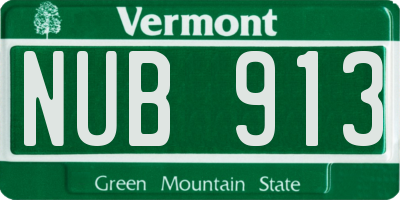 VT license plate NUB913