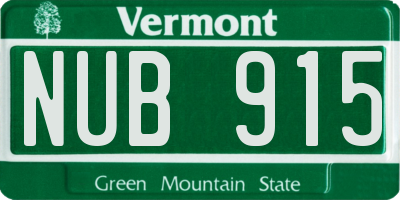 VT license plate NUB915