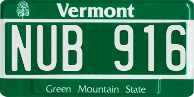 VT license plate NUB916