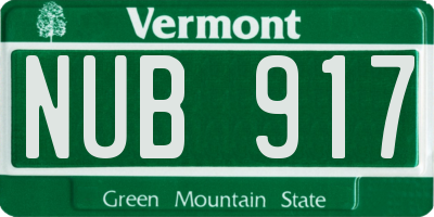 VT license plate NUB917