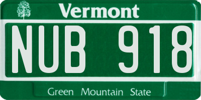 VT license plate NUB918
