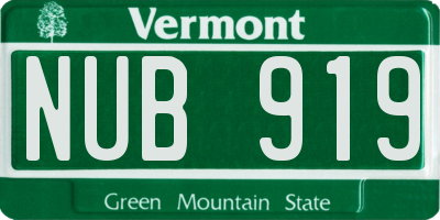 VT license plate NUB919