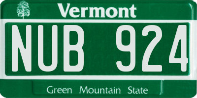 VT license plate NUB924