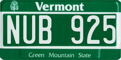 VT license plate NUB925