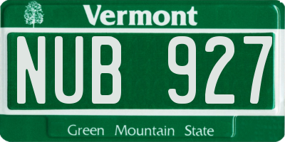 VT license plate NUB927