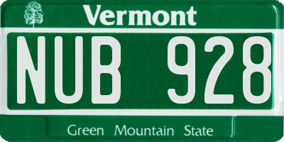 VT license plate NUB928