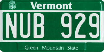 VT license plate NUB929