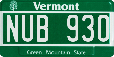VT license plate NUB930