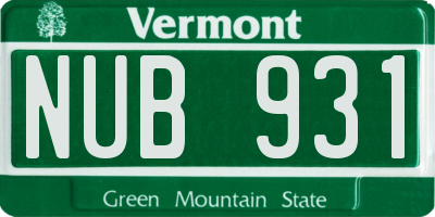 VT license plate NUB931