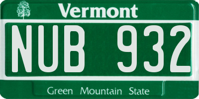 VT license plate NUB932