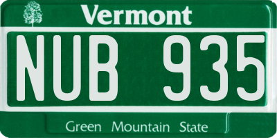 VT license plate NUB935