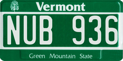 VT license plate NUB936