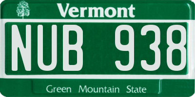 VT license plate NUB938