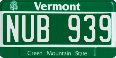 VT license plate NUB939