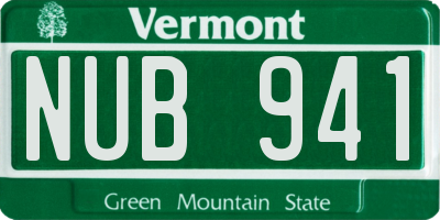 VT license plate NUB941