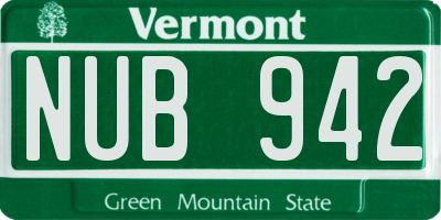 VT license plate NUB942